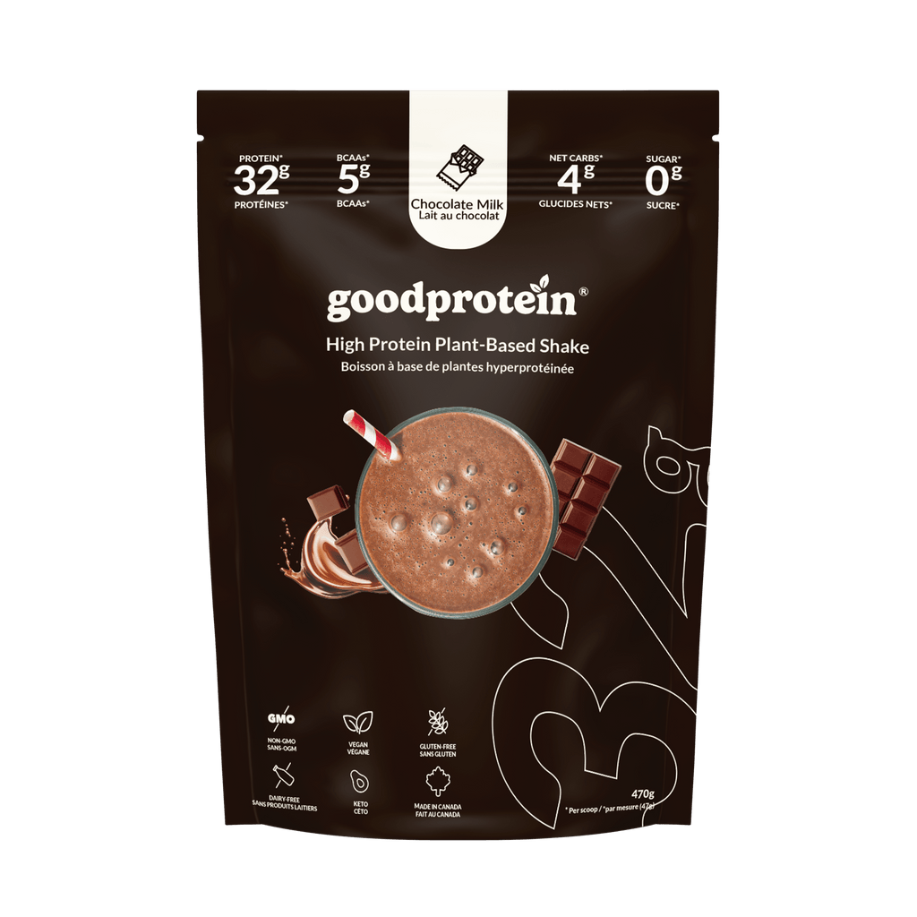 Good Protein Chocolate Milk High Protein Shake pouch showing different benefits on it.