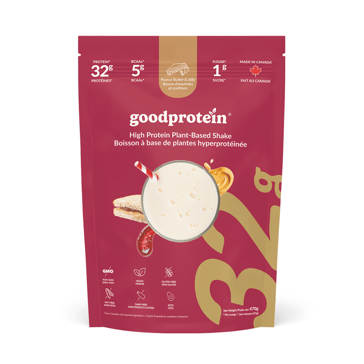 Peanut Butter & Jelly - 32g High Protein Shake - Good Protein Canada