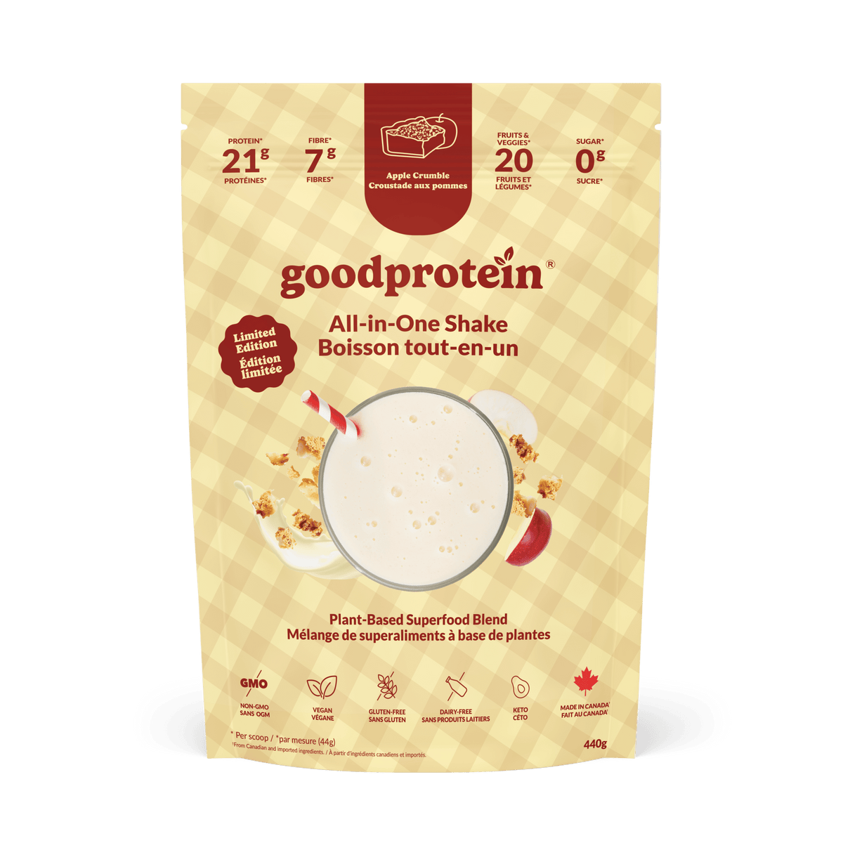 Apple Crumble - All-in-One Shake - Good Protein Canada