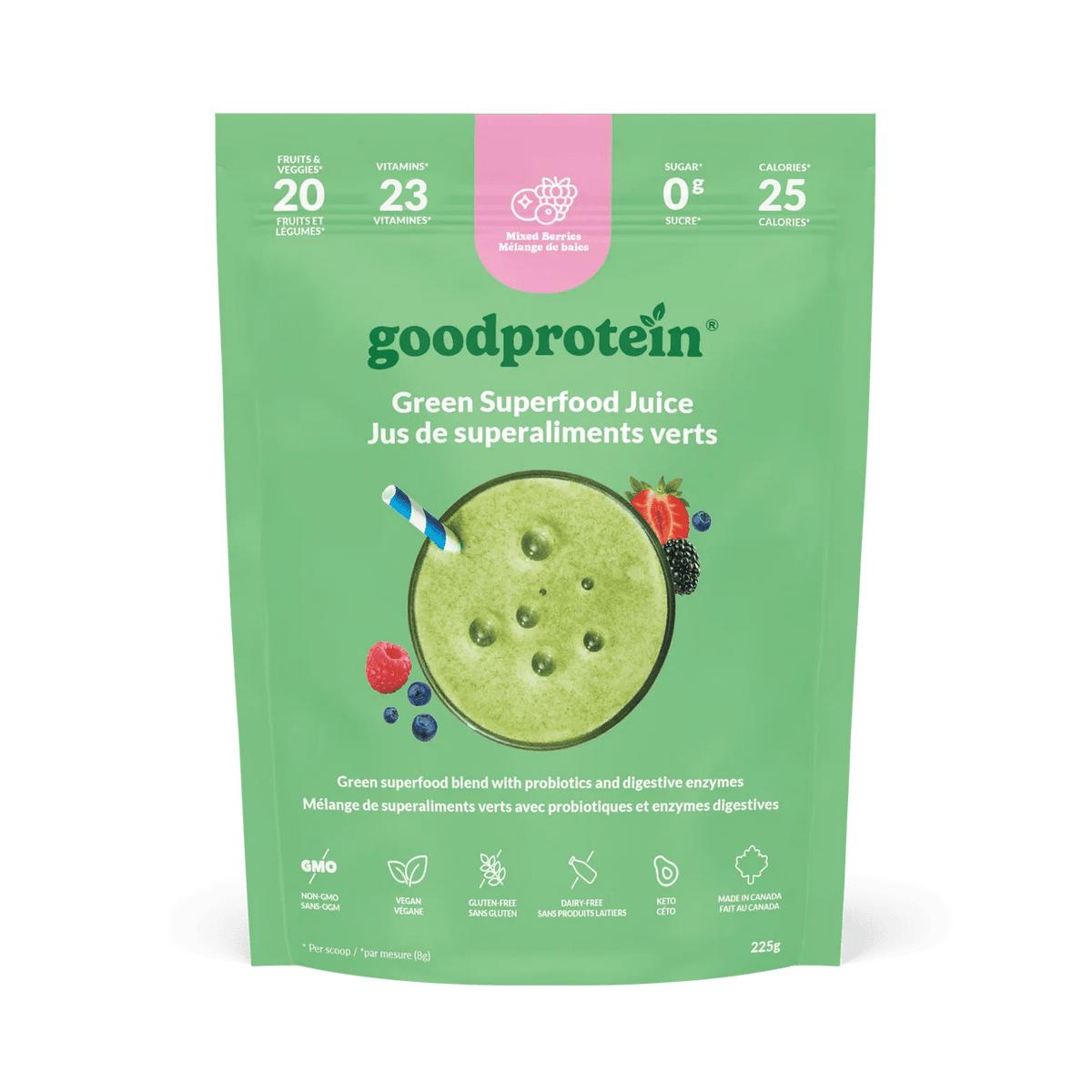 Mixed Berries - Green Superfood Juice - Good Protein