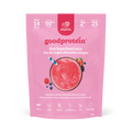 Good Protein Red Superfood Juice pouch with icons showing energy support, 40mg natural caffeine and non-GMO benefits.